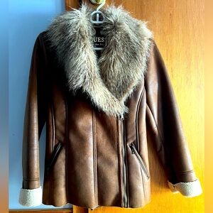 GUESS faux suede/fur jacket with sherpa lining, size Small
